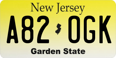 NJ license plate A82OGK