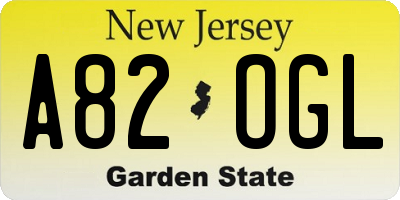 NJ license plate A82OGL