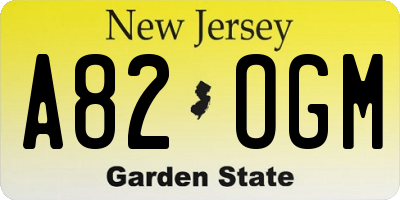 NJ license plate A82OGM