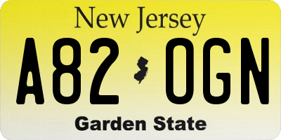 NJ license plate A82OGN