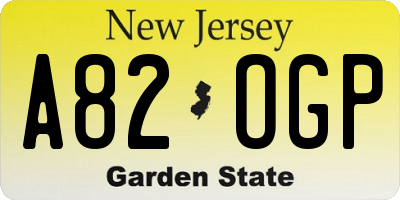NJ license plate A82OGP