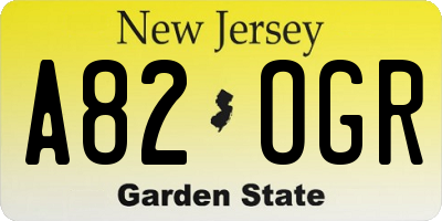 NJ license plate A82OGR