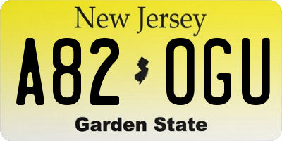 NJ license plate A82OGU