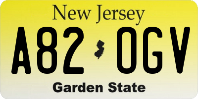 NJ license plate A82OGV