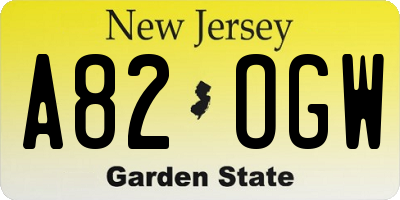 NJ license plate A82OGW