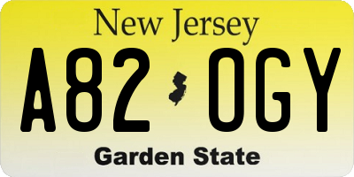 NJ license plate A82OGY