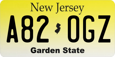 NJ license plate A82OGZ