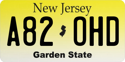 NJ license plate A82OHD