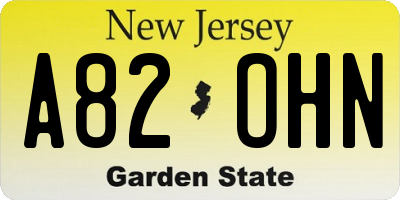 NJ license plate A82OHN