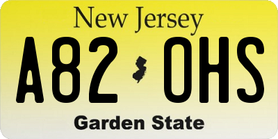 NJ license plate A82OHS