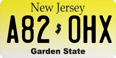 NJ license plate A82OHX