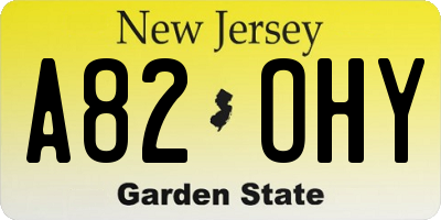 NJ license plate A82OHY