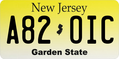 NJ license plate A82OIC