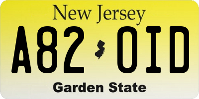 NJ license plate A82OID