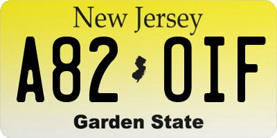 NJ license plate A82OIF