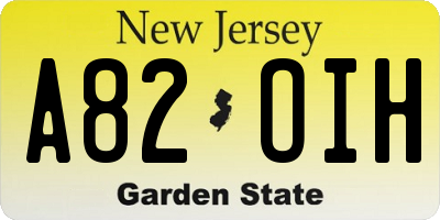 NJ license plate A82OIH