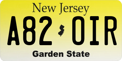 NJ license plate A82OIR