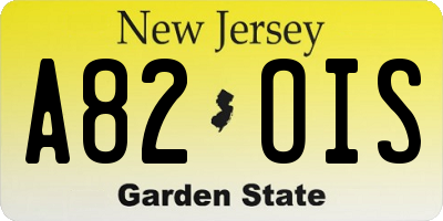 NJ license plate A82OIS