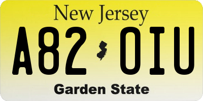 NJ license plate A82OIU