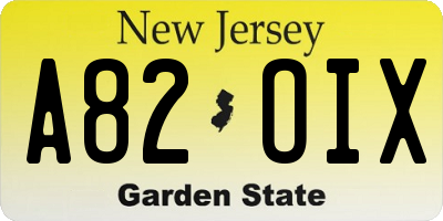 NJ license plate A82OIX