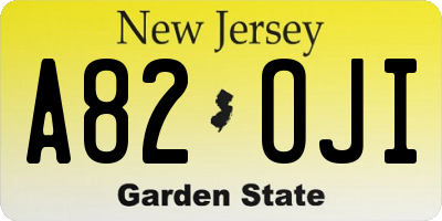 NJ license plate A82OJI