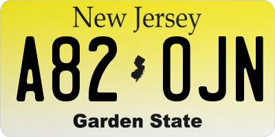 NJ license plate A82OJN