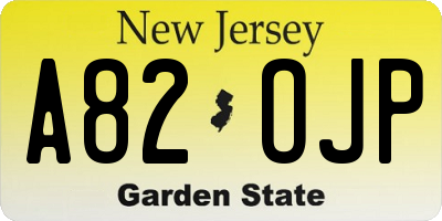 NJ license plate A82OJP