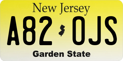 NJ license plate A82OJS