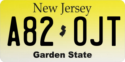 NJ license plate A82OJT