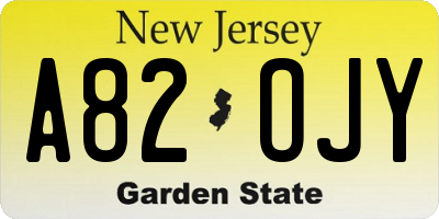 NJ license plate A82OJY