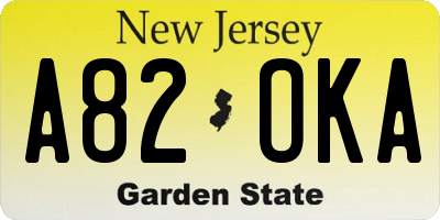 NJ license plate A82OKA