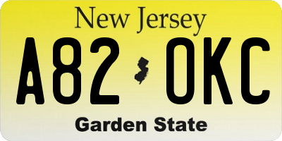 NJ license plate A82OKC