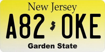 NJ license plate A82OKE