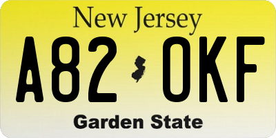 NJ license plate A82OKF