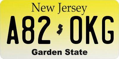 NJ license plate A82OKG