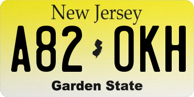 NJ license plate A82OKH
