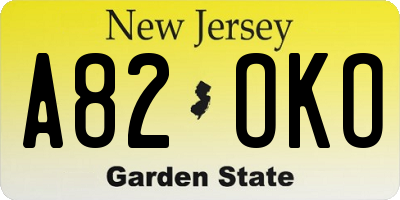 NJ license plate A82OKO