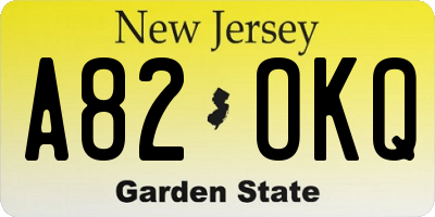 NJ license plate A82OKQ