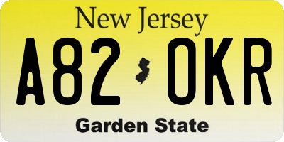 NJ license plate A82OKR
