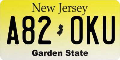 NJ license plate A82OKU