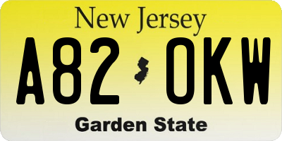 NJ license plate A82OKW