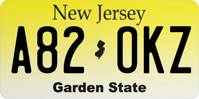 NJ license plate A82OKZ