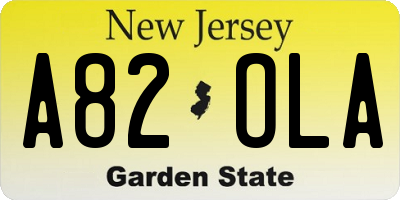 NJ license plate A82OLA