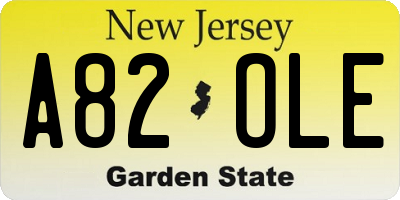 NJ license plate A82OLE