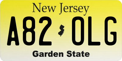 NJ license plate A82OLG