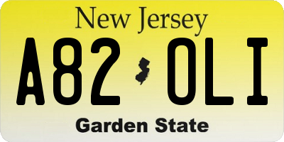 NJ license plate A82OLI