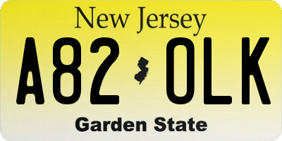 NJ license plate A82OLK