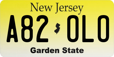 NJ license plate A82OLO