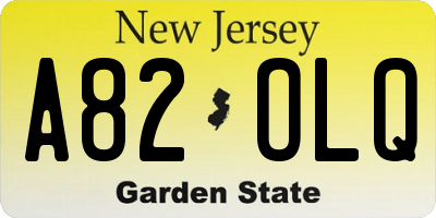 NJ license plate A82OLQ