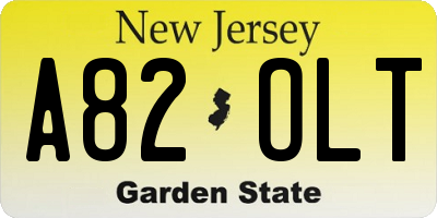 NJ license plate A82OLT